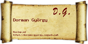 Dorman György névjegykártya