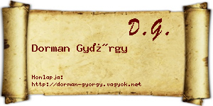 Dorman György névjegykártya